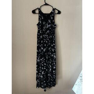 Simply Vera , Vera Wang hi-low Dress v neck sleeveless size s black floral purpl